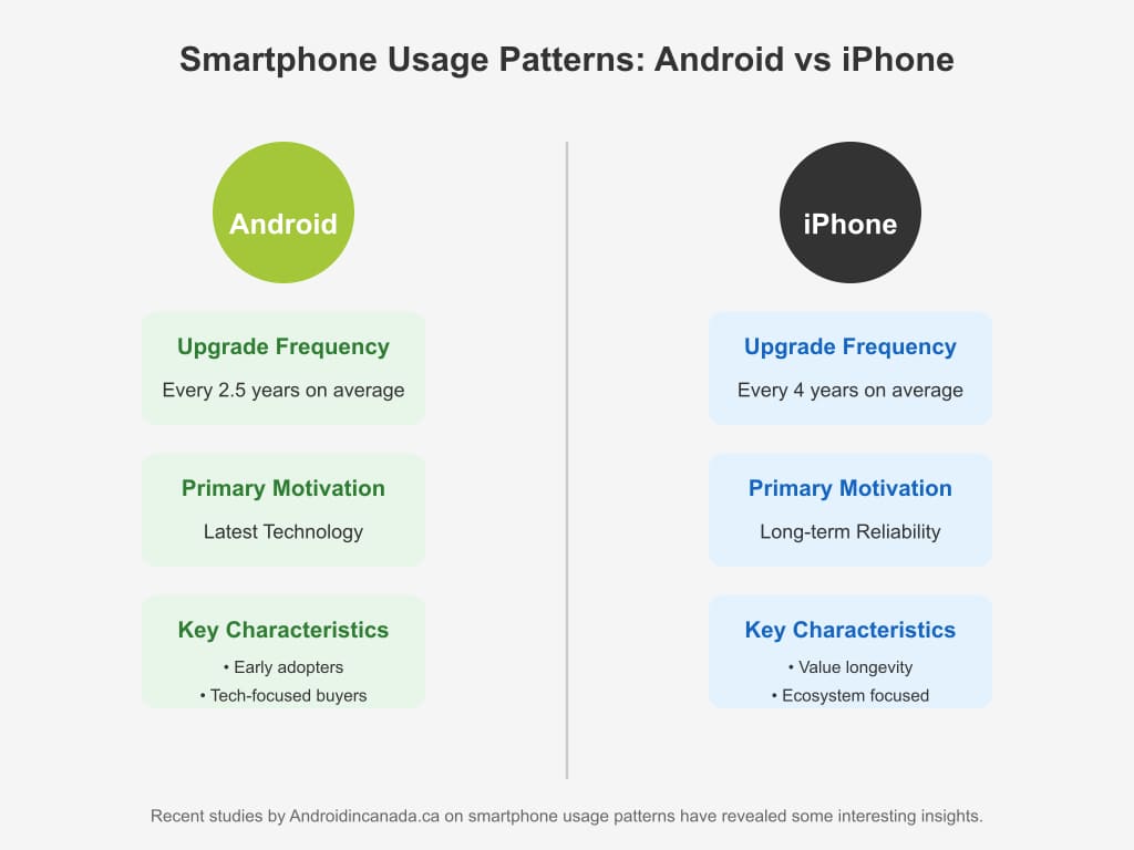 Android fans upgrade often, iPhone users keep phones longer